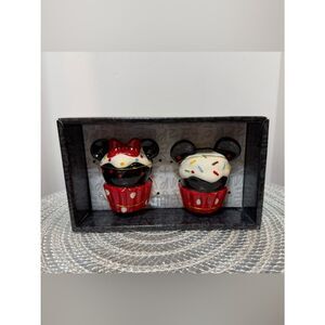 Disney Mickey and Minnie Mouse Cupcake Salt and Pepper Shakers NWT